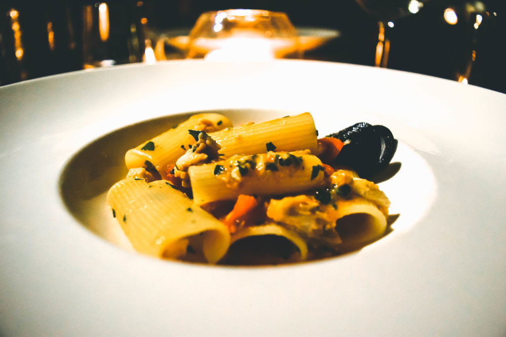 8 paccheri con frutti di mare pasta with seafood dinner Hotel Baglio La Porta Sicilia near San Vito Lo Capo Private exclusive resort sicilia hidden gem off the beaten path luxury