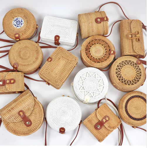 Hand Woven Round Rattan Straw Bag