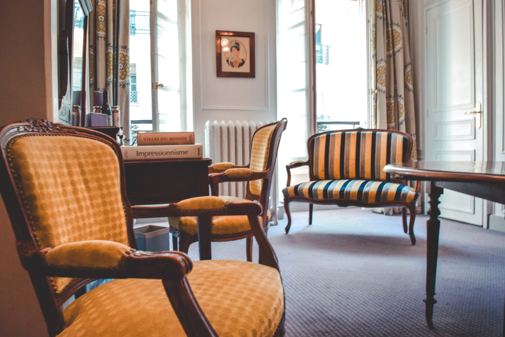 Modernity and rich history go hand in hand at the historical Hotel Mansart. The perfect place for a peaceful retreat or long-term stay in the first arrondissement.