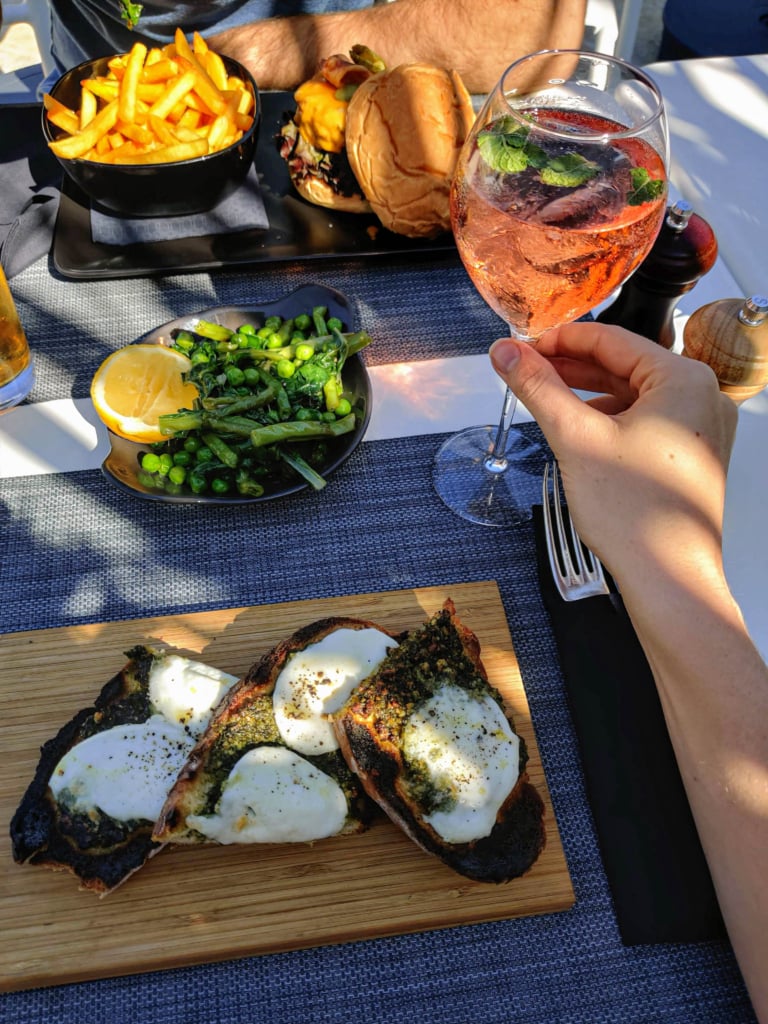 11 Reasons to Stay at Tara's Lodge Hotel in Korcula, Croatia zrnovska banja bay mimi's bistro bar restaurant Where to Eat on Korcula: Mimi's Bar, Tara's Lodge mozzarella pesto toast rose Where to Eat on Korcula: Sveva's Food, Restaurant, Dessert Recommendations