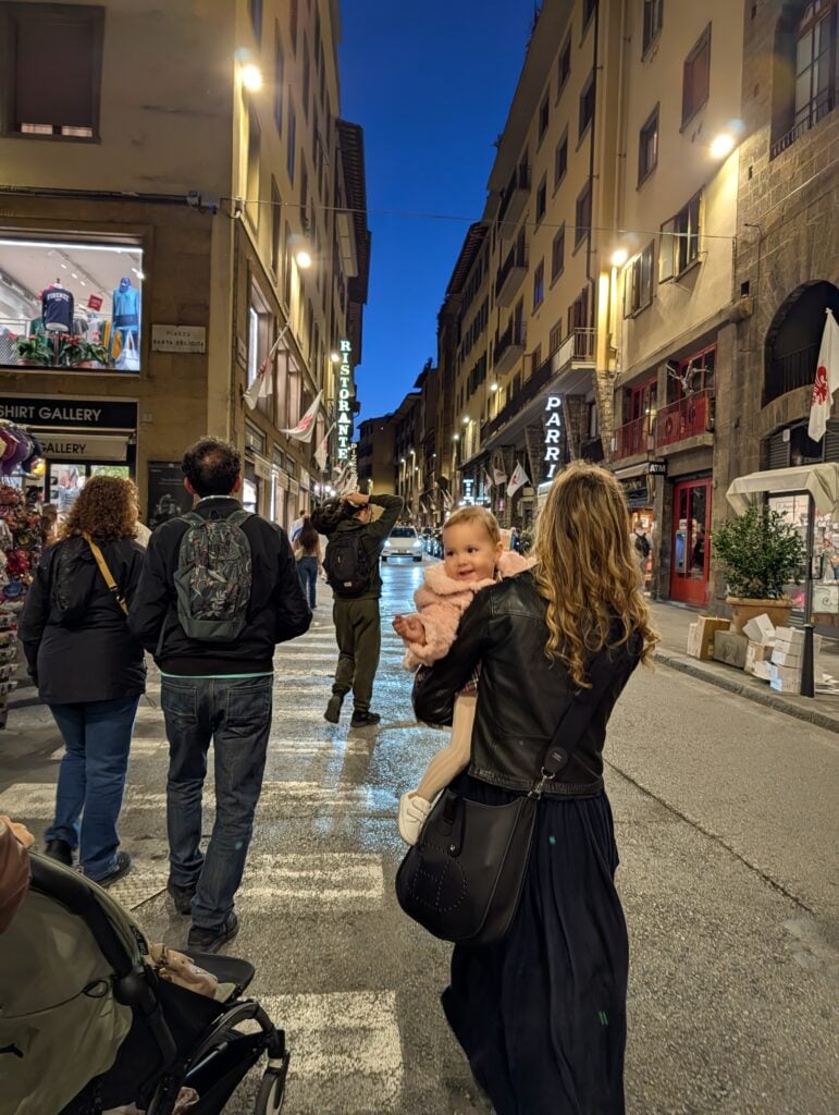 Local Florence travel tips for families: Navigating the Oltrarno with a stroller.