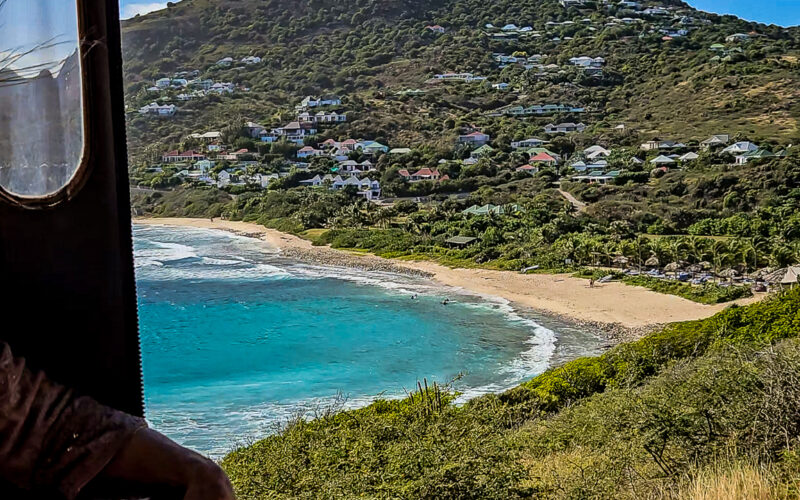 Panoramic view of the rugged Anse de Toiny coastline in St. Barth