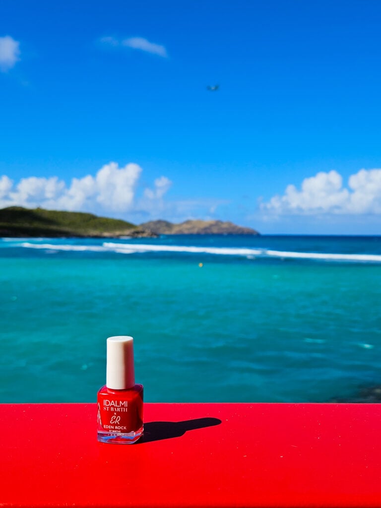 The exclusive Eden Rock Red nail polish, a staple of St. Barth beauty and luxury souvenirs.